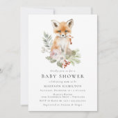 Invitation Cute aquarelle Fox Baby shower d'hiver (Devant)