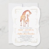 Invitation Cute Aquarelle Giraffe Baby shower Parties scintil (Devant)