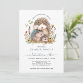 Invitation Cute Aquarelle Hérisson Baby shower de famille (Debout devant)