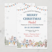 Invitation Cute aquarelle hiver Vacances Marché de Noël (Devant / Derrière)