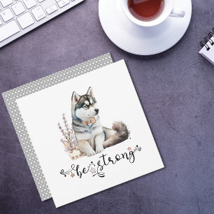Invitation Cute aquarelle Husky être forte calligraphie