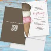 Invitation Cute aquarelle Ice Cream Cone Anniversaire QR Code