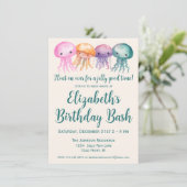 Invitation Cute Aquarelle Jellyfish Sous la mer Anniversaire (Debout devant)