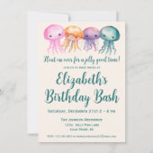 Invitation Cute Aquarelle Jellyfish Sous la mer Anniversaire (Devant)