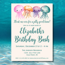 Cute Aquarelle Jellyfish Sous la mer Anniversaire