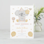 Invitation Cute aquarelle Koala Balloons Baby shower Party (Debout devant)