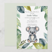 Invitation Cute aquarelle Koala Oear Baby shower (Devant / Derrière)