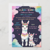 Invitation Cute aquarelle Llama Mama Baby shower mexicain (Devant)