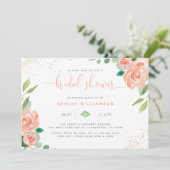 Invitation Cute Aquarelle Peonies et Fête des mariées Eucalyp (Debout devant)