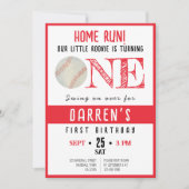 Invitation Cute aquarelle Rookie Baseball 1er anniversaire (Devant)