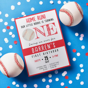 Invitation Cute aquarelle Rookie Baseball 1er anniversaire