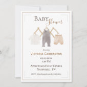 Invitation Cute Aquarelle RustIc Baby shower simple (Devant)