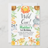 Invitation Cute Aquarelle Safari Animaux Anniversaire Invitat (Devant)