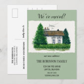 Invitation Cute Aquarelle Vintage Cottage Nous avons déménagé (Devant / Derrière)