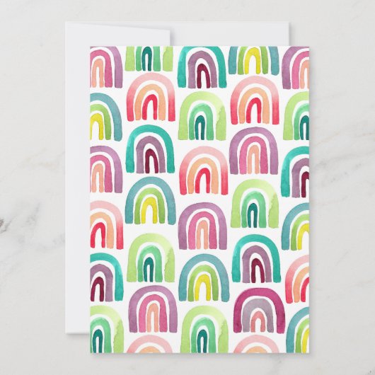 Invitation Cute arc-en-ciel 1er anniversaire de fête aquarell (Dos)