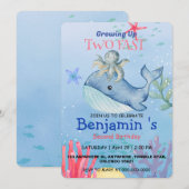 Invitation Cute arc-en-ciel poulpe baleine 2e fête d'annivers (Devant / Derrière)