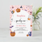 Invitation Cute Arch rose Éffrayant Un 1er anniversaire d'Hal (Debout devant)