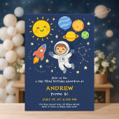 Invitation Cute Astronaut Kids Birthday Card