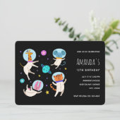 Invitation Cute astronaute Animaux flottant dans l'espace Ann (Debout devant)