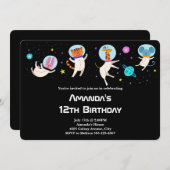 Invitation Cute astronaute Animaux flottant dans l'espace Ann (Devant / Derrière)