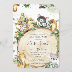 Invitation Cute Australian Animals Baby shower de verdure en