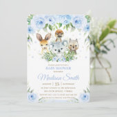 Invitation Cute Australian Animaux Blue Floral Baby shower (Debout devant)