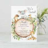 Invitation Cute Australian Animaux Koala 1er anniversaire fêt (Debout devant)