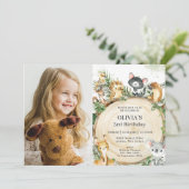 Invitation Cute Australian Animaux Rustic Wood Photo Annivers (Debout devant)