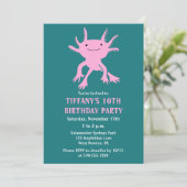 Invitation Cute Axolotl Pink Salamander Birthday Party (Debout devant)