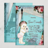 Invitation Cute Baby Baby shower Paris Vintage (Devant / Derrière)