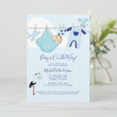 Invitation Cute Baby Boy Blue Baby Bundle (Debout devant)