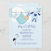 Invitation Cute Baby Boy Blue Baby Bundle (Devant / Derrière)