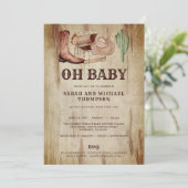 Invitation Cute Baby Cowboy Hat Shoes Cactus (Debout devant)