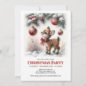 Invitation Cute baby deer Christmas kids invite editable card (Devant)