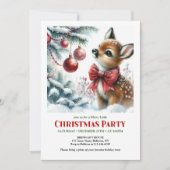 Invitation Cute baby deer winter scene Christmas party invite (Devant)