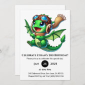Invitation Cute Baby Dragon Birthday (Devant / Derrière)