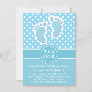 Invitation Cute Baby Feet Blue White - C'est un Baby shower g