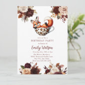 Invitation Cute Baby Fox | Anniversaire Tea Party (Debout devant)