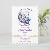 Invitation Cute Baby Kitten dormant sur une demi-lune (Debout devant)