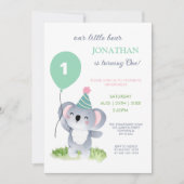 Invitation Cute Baby Koala Balloon Kids Birthday (Devant)
