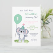 Invitation Cute Baby Koala Balloon Kids Birthday (Debout devant)