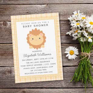 Invitation Cute Baby Lion Cub Baby shower neutre genre
