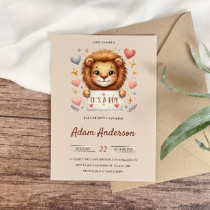 Invitation Cute Baby Lion - It’s a Boy Safari Baby shower