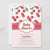 Invitation Cute Baby shower Aquarelle rouge cerise (Devant)