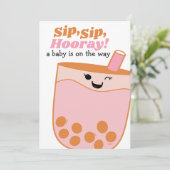 Invitation Cute Baby shower Boba de thé bulle (Debout devant)