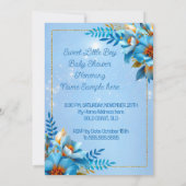 Invitation Cute Baby Shower Boy Blue Little Cat Kitten (Dos)