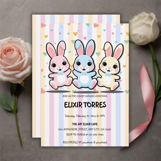 Invitation Cute Baby shower de Bunny-Bunny-Coeur
