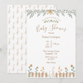 Invitation Cute Baby shower de canard à aquarelle florale (Devant / Derrière)