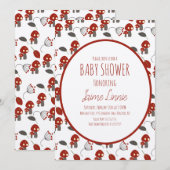 Invitation Cute Baby shower de champignons Jardin Forêt (Devant / Derrière)