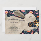 Invitation Cute Baby shower de printemps de lapin de bois (Devant)